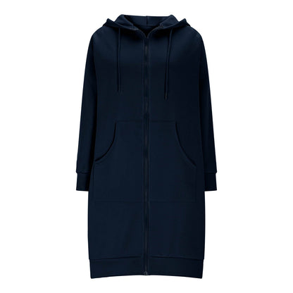 Long Hoodies for Women Zip Up Double Zipper Fleece Jacket Tunic Sweatshirts Fall Winter Fashion Clothes