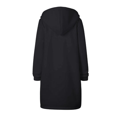 Long Hoodies for Women Zip Up Double Zipper Fleece Jacket Tunic Sweatshirts Fall Winter Fashion Clothes