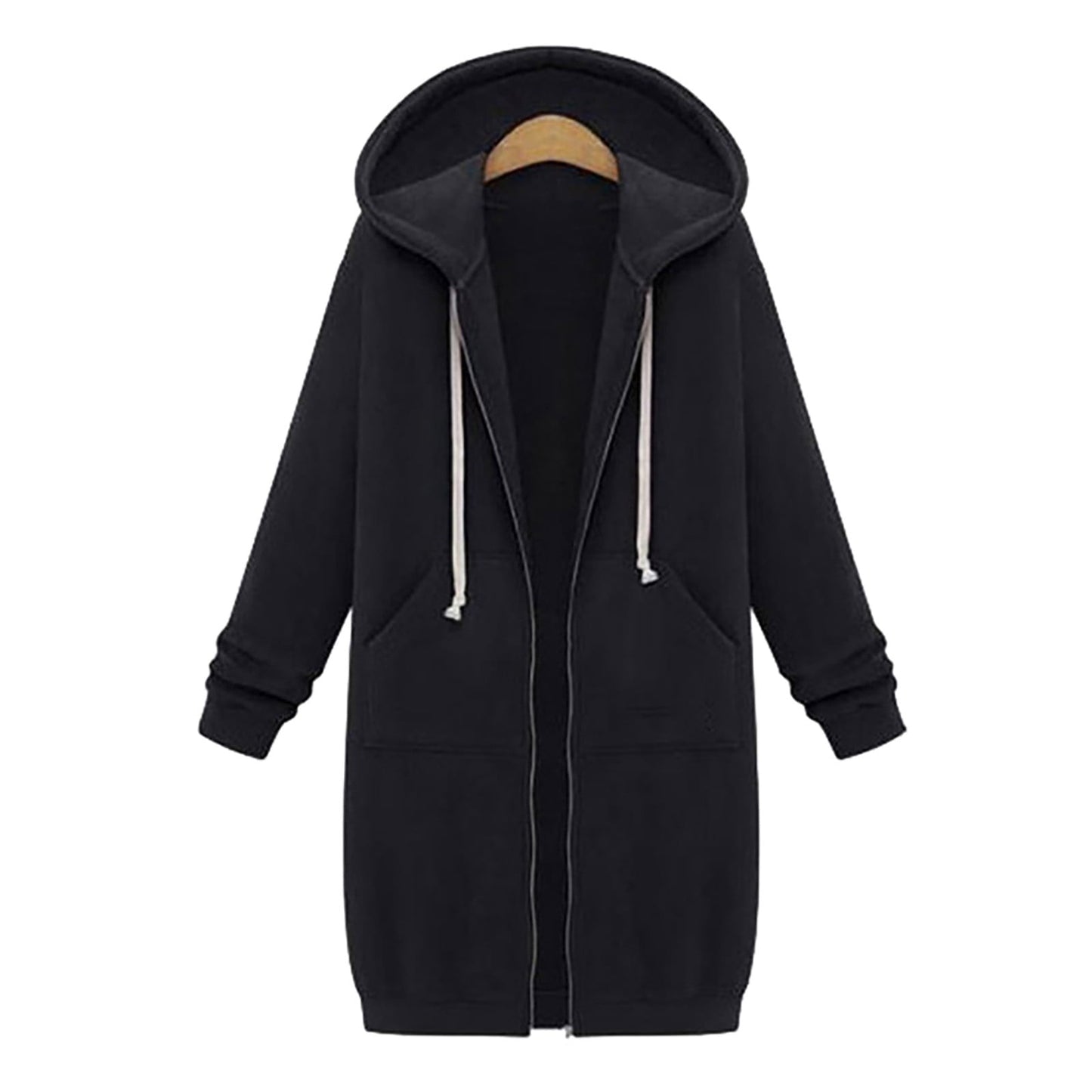 Long Hoodies for Women Zip Up Double Zipper Fleece Jacket Tunic Sweatshirts Fall Winter Fashion Clothes