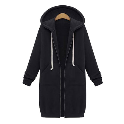 Long Hoodies for Women Zip Up Double Zipper Fleece Jacket Tunic Sweatshirts Fall Winter Fashion Clothes
