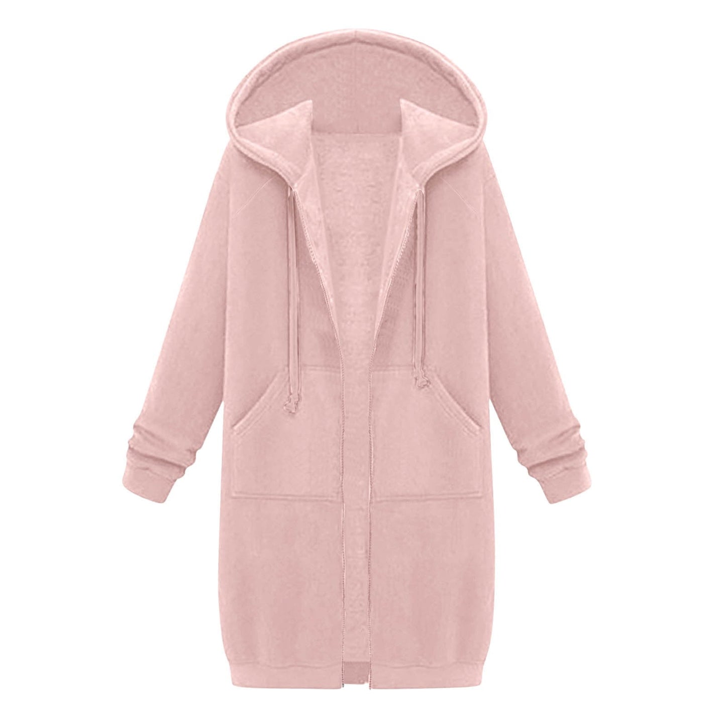 Long Hoodies for Women Zip Up Double Zipper Fleece Jacket Tunic Sweatshirts Fall Winter Fashion Clothes