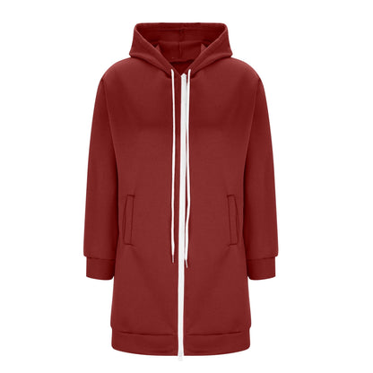 Long Hoodies for Women Zip Up Double Zipper Fleece Jacket Tunic Sweatshirts Fall Winter Fashion Clothes