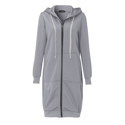 Long Hoodies for Women Zip Up Double Zipper Fleece Jacket Tunic Sweatshirts Fall Winter Fashion Clothes