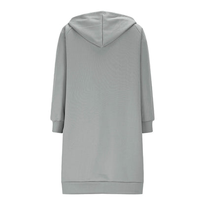Long Hoodies for Women Zip Up Double Zipper Fleece Jacket Tunic Sweatshirts Fall Winter Fashion Clothes
