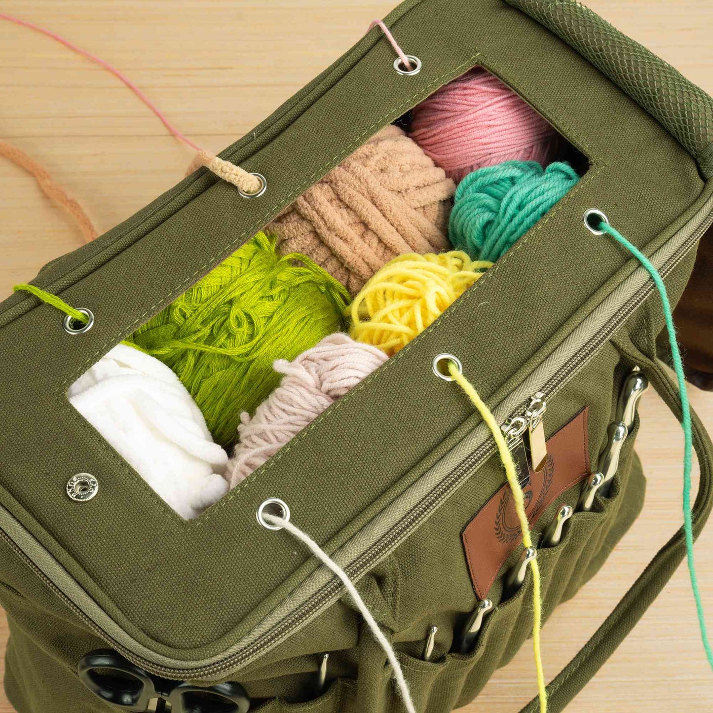 Personalization Canvas knitting bag, Gift For Mom, Yarn Storage Organizer, Canvas Yarn Bag, Needle Storage Bag, Sewing Project Organizer