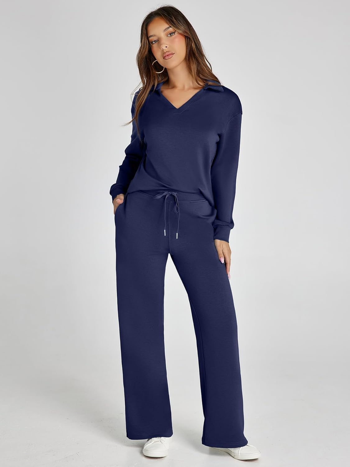 Lightweight Two Piece Polo Collar Lounge Set