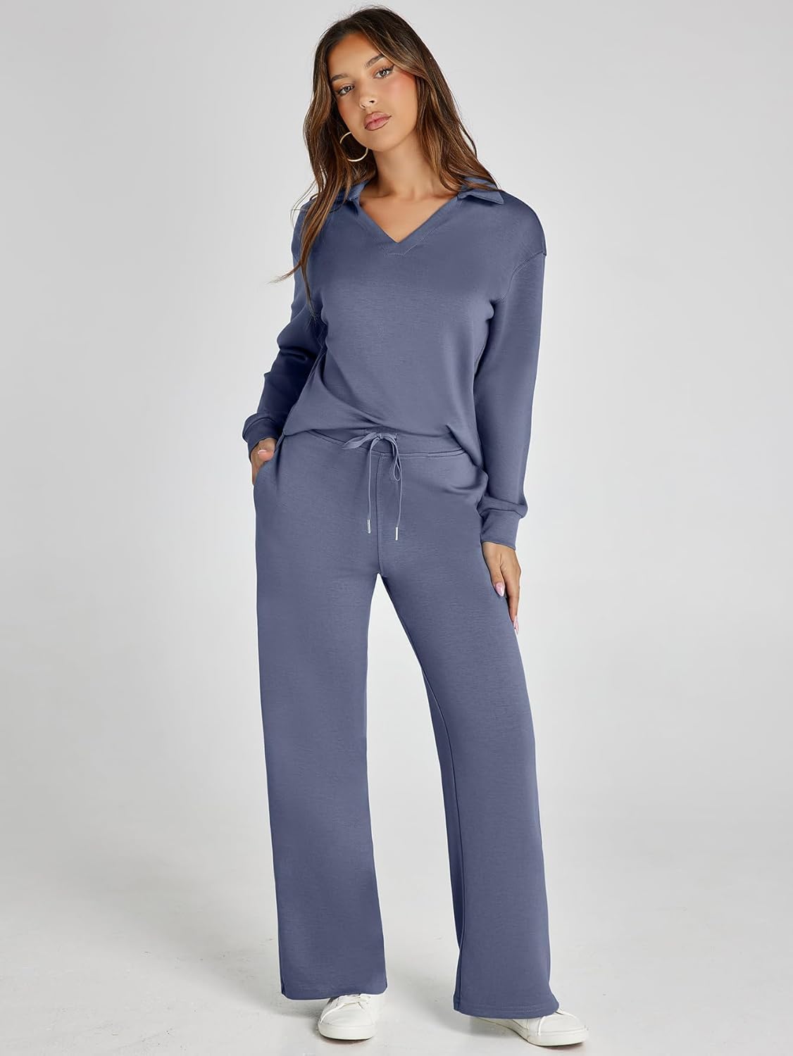 Lightweight Two Piece Polo Collar Lounge Set