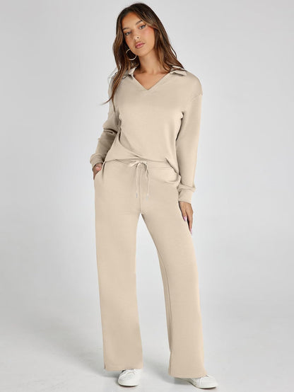 Lightweight Two Piece Polo Collar Lounge Set