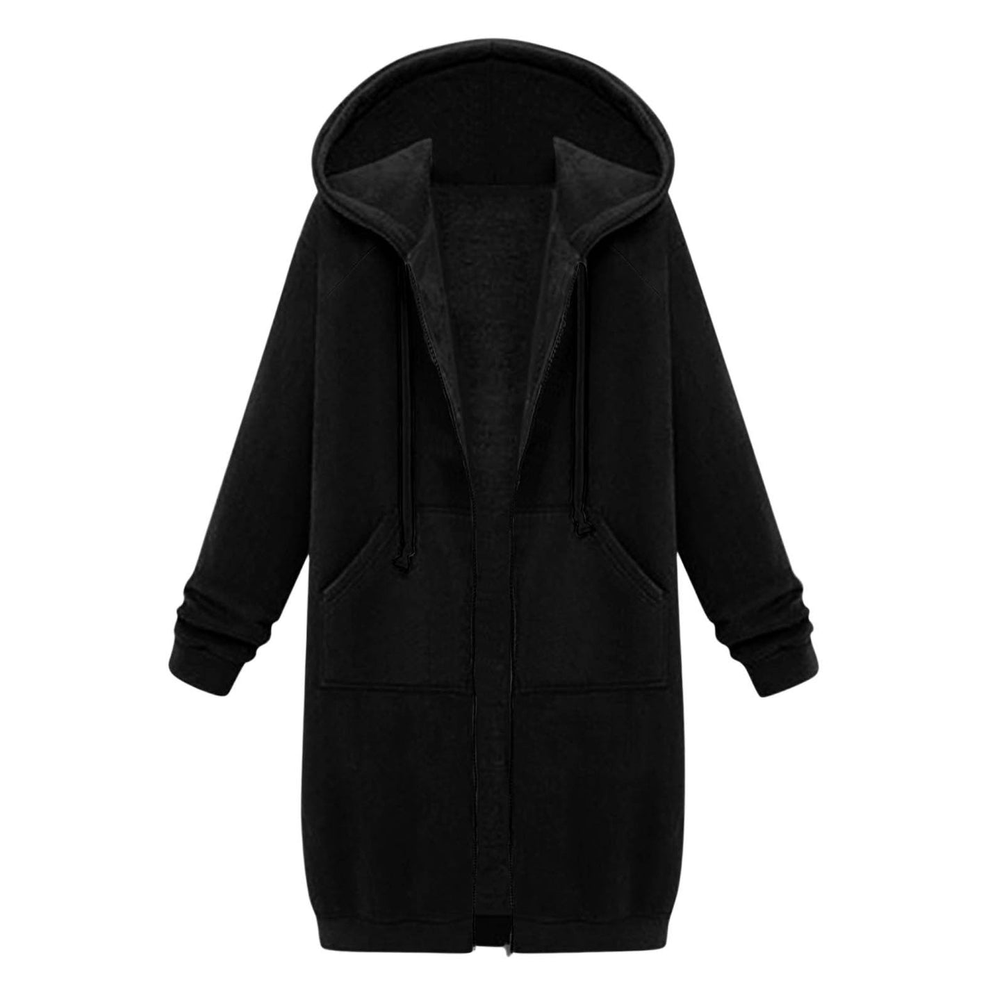 Long Hoodies for Women Zip Up Double Zipper Fleece Jacket Tunic Sweatshirts Fall Winter Fashion Clothes