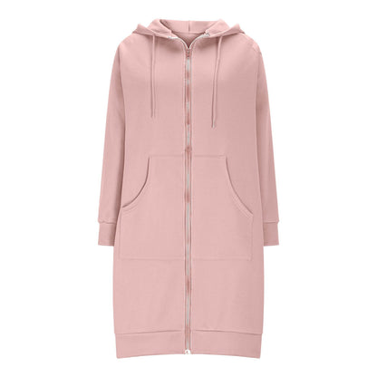 Long Hoodies for Women Zip Up Double Zipper Fleece Jacket Tunic Sweatshirts Fall Winter Fashion Clothes