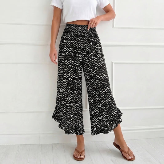 Black and White Elastic Waistband Pants