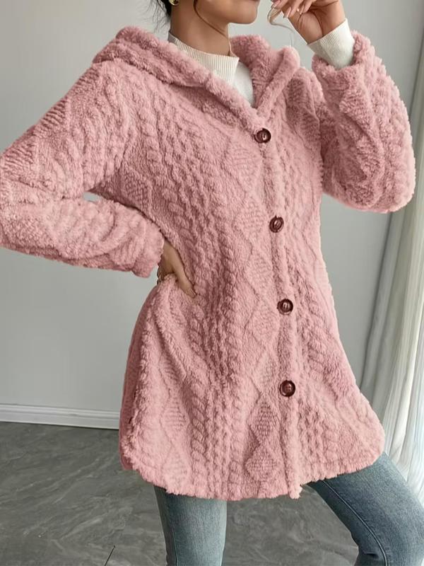 Arvynstudio Women's Fall Winter Warm Fashion Jacquard Hooded Cardigan Long Sleeve Coat