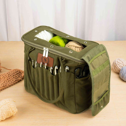 Personalization Canvas knitting bag, Gift For Mom, Yarn Storage Organizer, Canvas Yarn Bag, Needle Storage Bag, Sewing Project Organizer