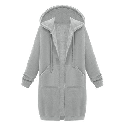 Long Hoodies for Women Zip Up Double Zipper Fleece Jacket Tunic Sweatshirts Fall Winter Fashion Clothes