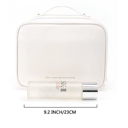 Cosmetic bag with transparent compartments