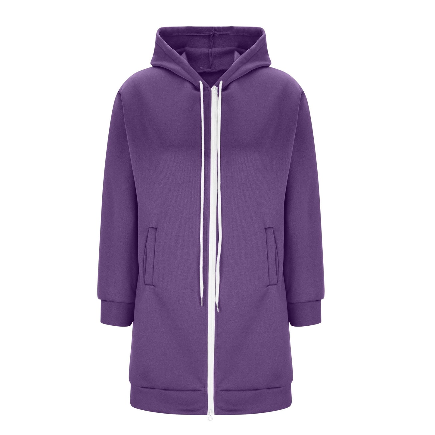 Long Hoodies for Women Zip Up Double Zipper Fleece Jacket Tunic Sweatshirts Fall Winter Fashion Clothes