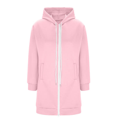 Long Hoodies for Women Zip Up Double Zipper Fleece Jacket Tunic Sweatshirts Fall Winter Fashion Clothes