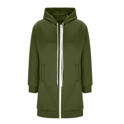 Long Hoodies for Women Zip Up Double Zipper Fleece Jacket Tunic Sweatshirts Fall Winter Fashion Clothes