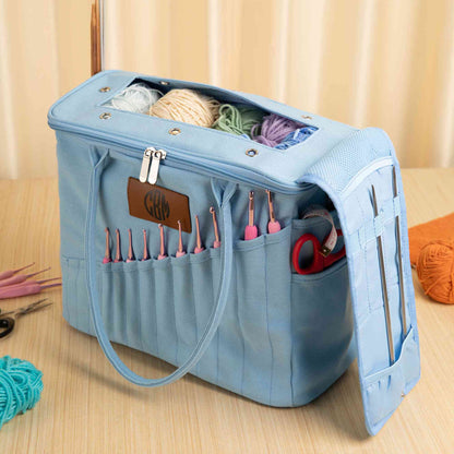Personalization Canvas knitting bag, Gift For Mom, Yarn Storage Organizer, Canvas Yarn Bag, Needle Storage Bag, Sewing Project Organizer