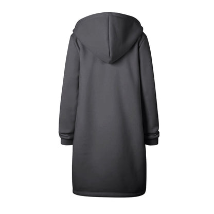 Long Hoodies for Women Zip Up Double Zipper Fleece Jacket Tunic Sweatshirts Fall Winter Fashion Clothes
