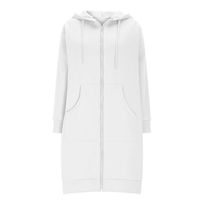 Long Hoodies for Women Zip Up Double Zipper Fleece Jacket Tunic Sweatshirts Fall Winter Fashion Clothes