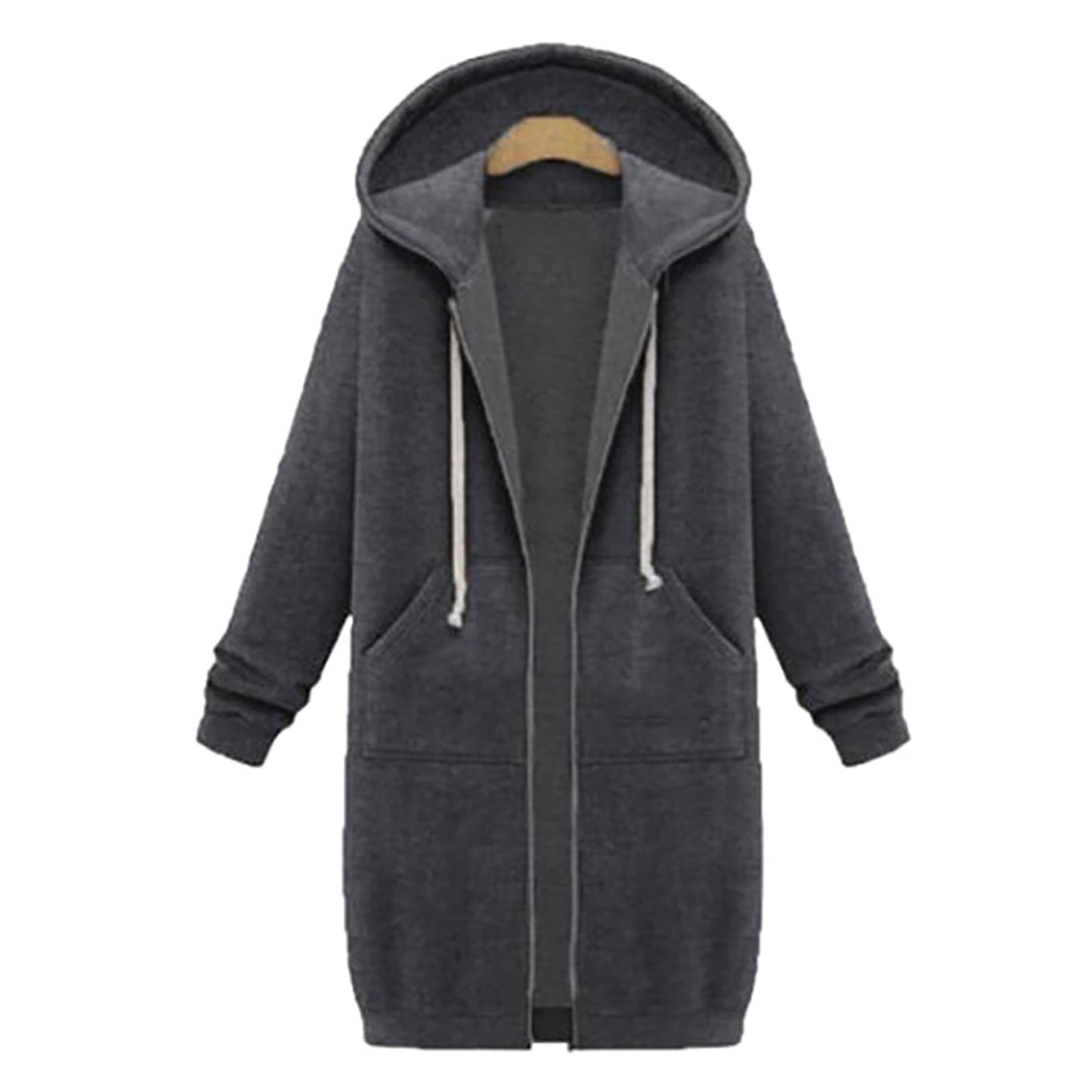Long Hoodies for Women Zip Up Double Zipper Fleece Jacket Tunic Sweatshirts Fall Winter Fashion Clothes