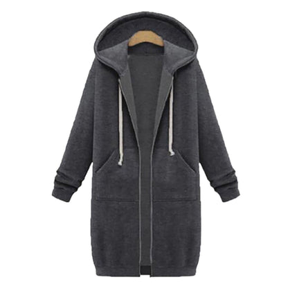 Long Hoodies for Women Zip Up Double Zipper Fleece Jacket Tunic Sweatshirts Fall Winter Fashion Clothes