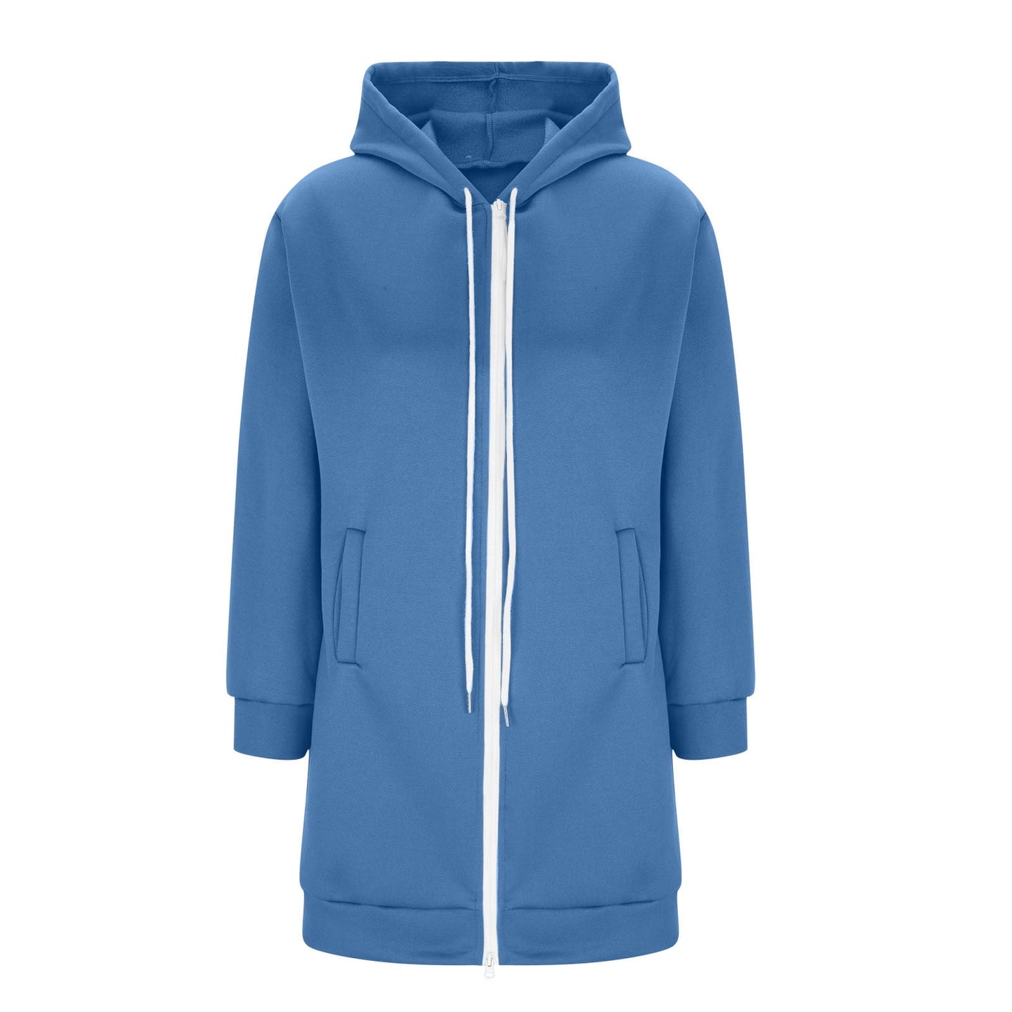 Long Hoodies for Women Zip Up Double Zipper Fleece Jacket Tunic Sweatshirts Fall Winter Fashion Clothes