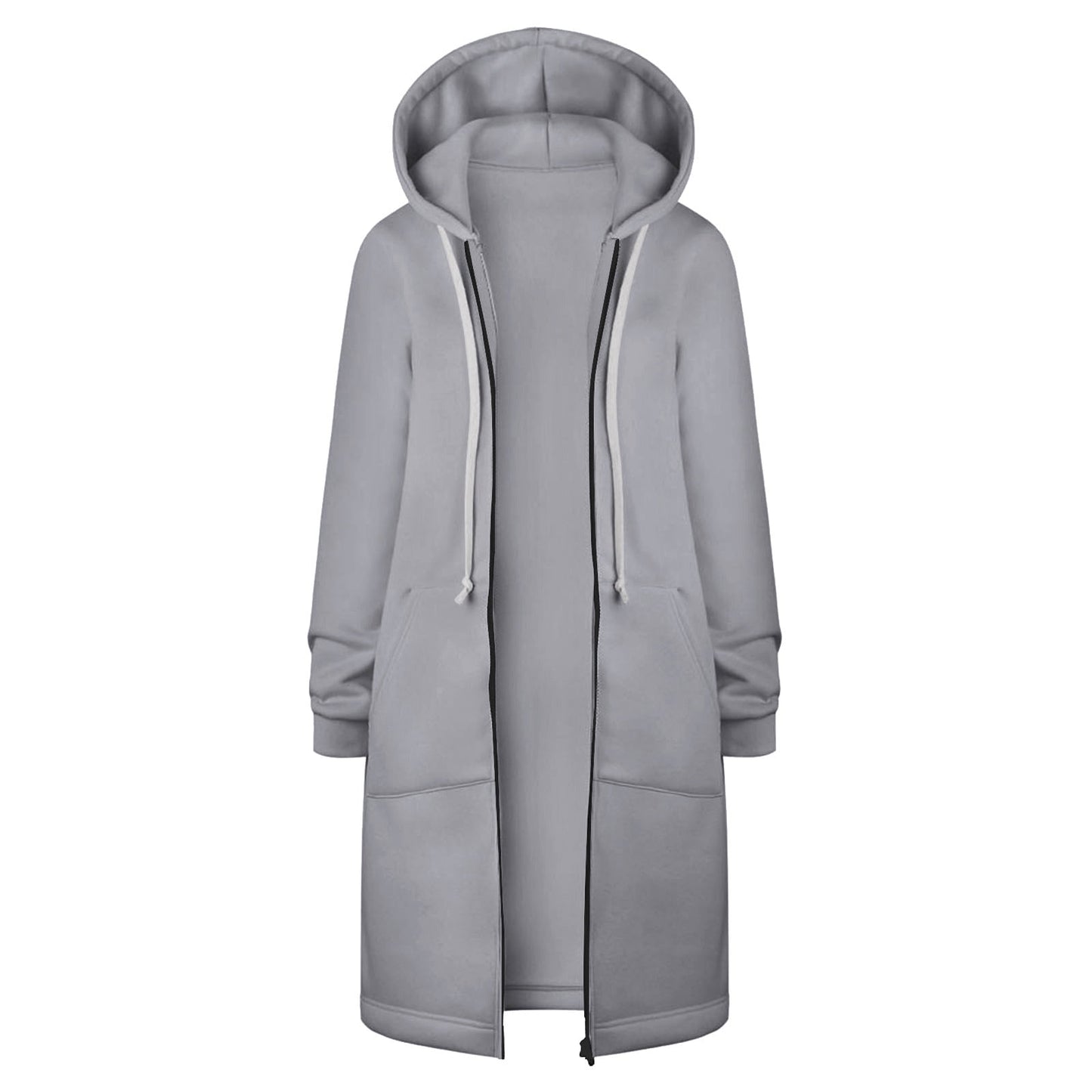 Long Hoodies for Women Zip Up Double Zipper Fleece Jacket Tunic Sweatshirts Fall Winter Fashion Clothes