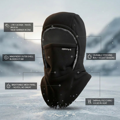 Thermal headgear - a windproof, three-in-one winter hat that combines the functions of a mask and neck warmth preservation.