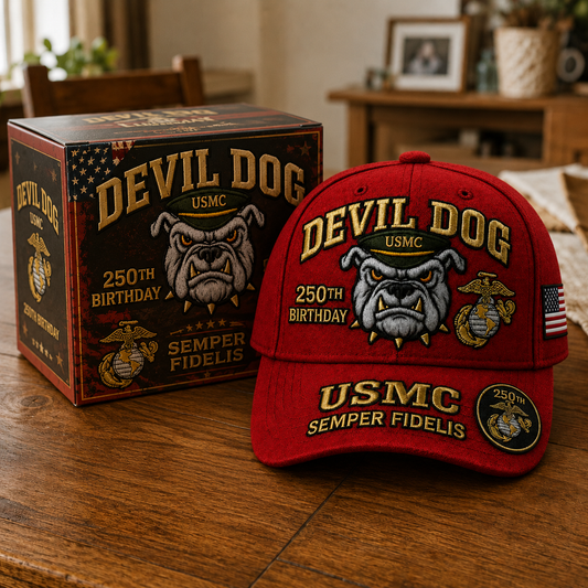 ❤️Handmade Devil Dog USMC 250th Birthday Commemorative Cap 🇺🇸