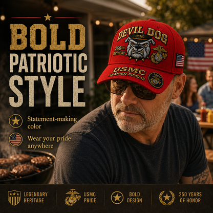 ❤️Handmade Devil Dog USMC 250th Birthday Commemorative Cap 🇺🇸