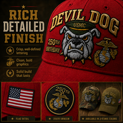 ❤️Handmade Devil Dog USMC 250th Birthday Commemorative Cap 🇺🇸