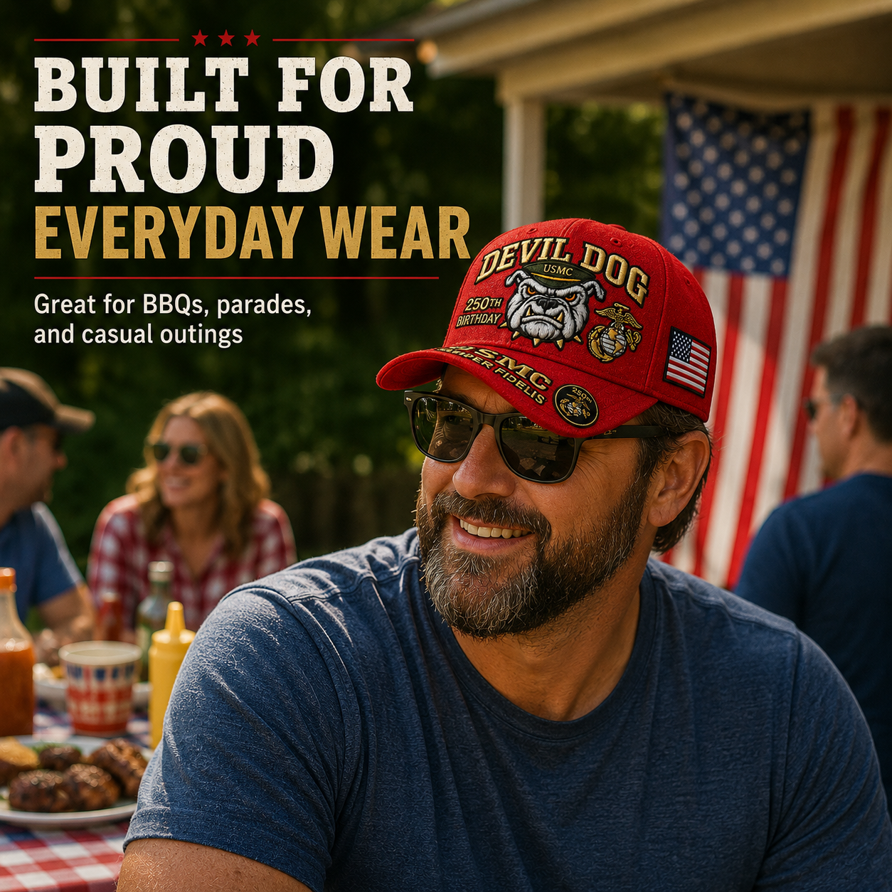 ❤️Handmade Devil Dog USMC 250th Birthday Commemorative Cap 🇺🇸