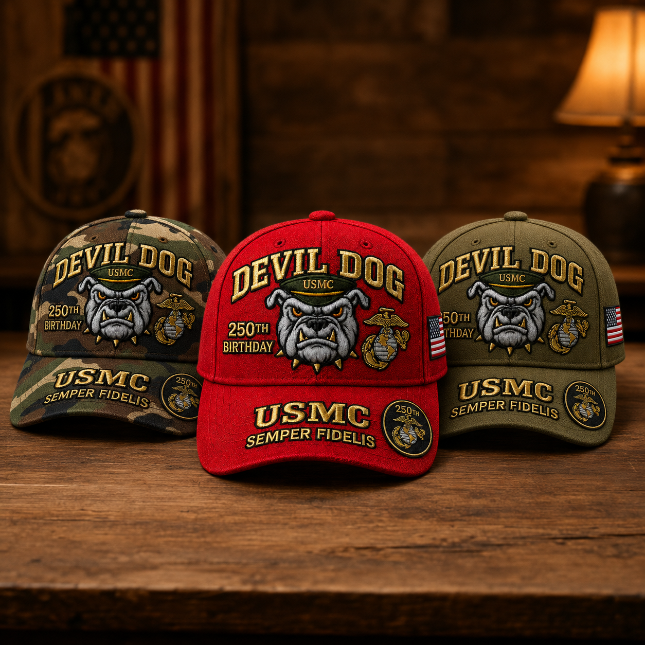 ❤️Handmade Devil Dog USMC 250th Birthday Commemorative Cap 🇺🇸