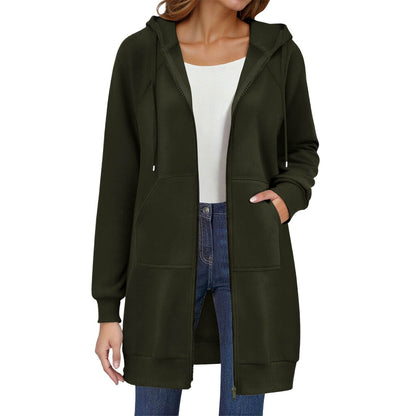Long Hoodies for Women Zip Up Double Zipper Fleece Jacket Tunic Sweatshirts Fall Winter Fashion Clothes