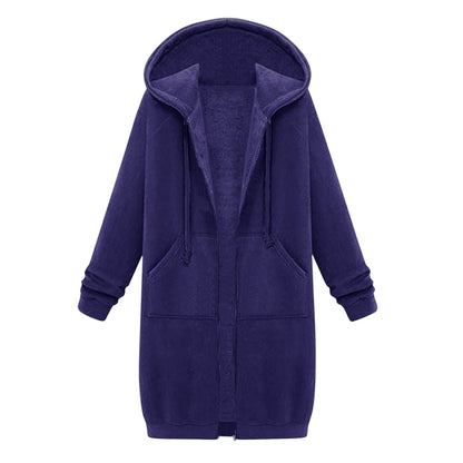 Long Hoodies for Women Zip Up Double Zipper Fleece Jacket Tunic Sweatshirts Fall Winter Fashion Clothes