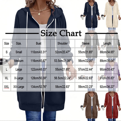 Long Hoodies for Women Zip Up Double Zipper Fleece Jacket Tunic Sweatshirts Fall Winter Fashion Clothes