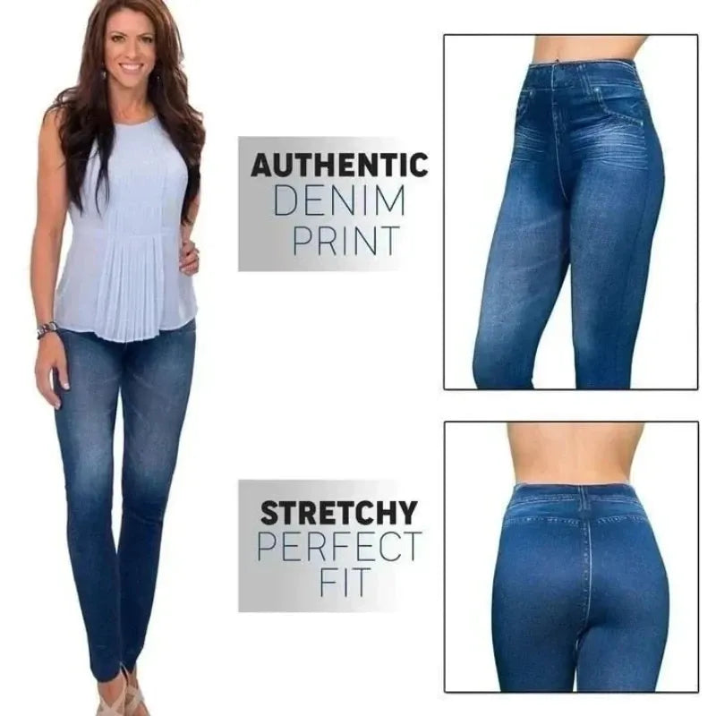 Jenkins Womens High-Waisted Wool-Lined Denim Jeans - Ultra-Thin Seamless Pencil Pants with Synthetic Stretch
