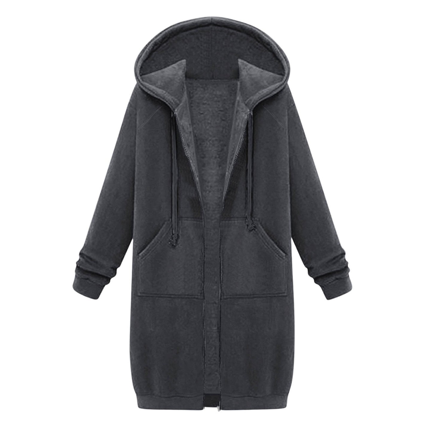Long Hoodies for Women Zip Up Double Zipper Fleece Jacket Tunic Sweatshirts Fall Winter Fashion Clothes