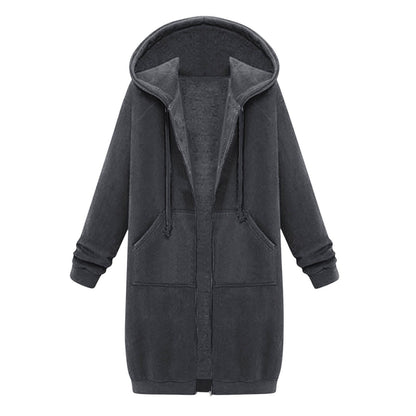 Long Hoodies for Women Zip Up Double Zipper Fleece Jacket Tunic Sweatshirts Fall Winter Fashion Clothes
