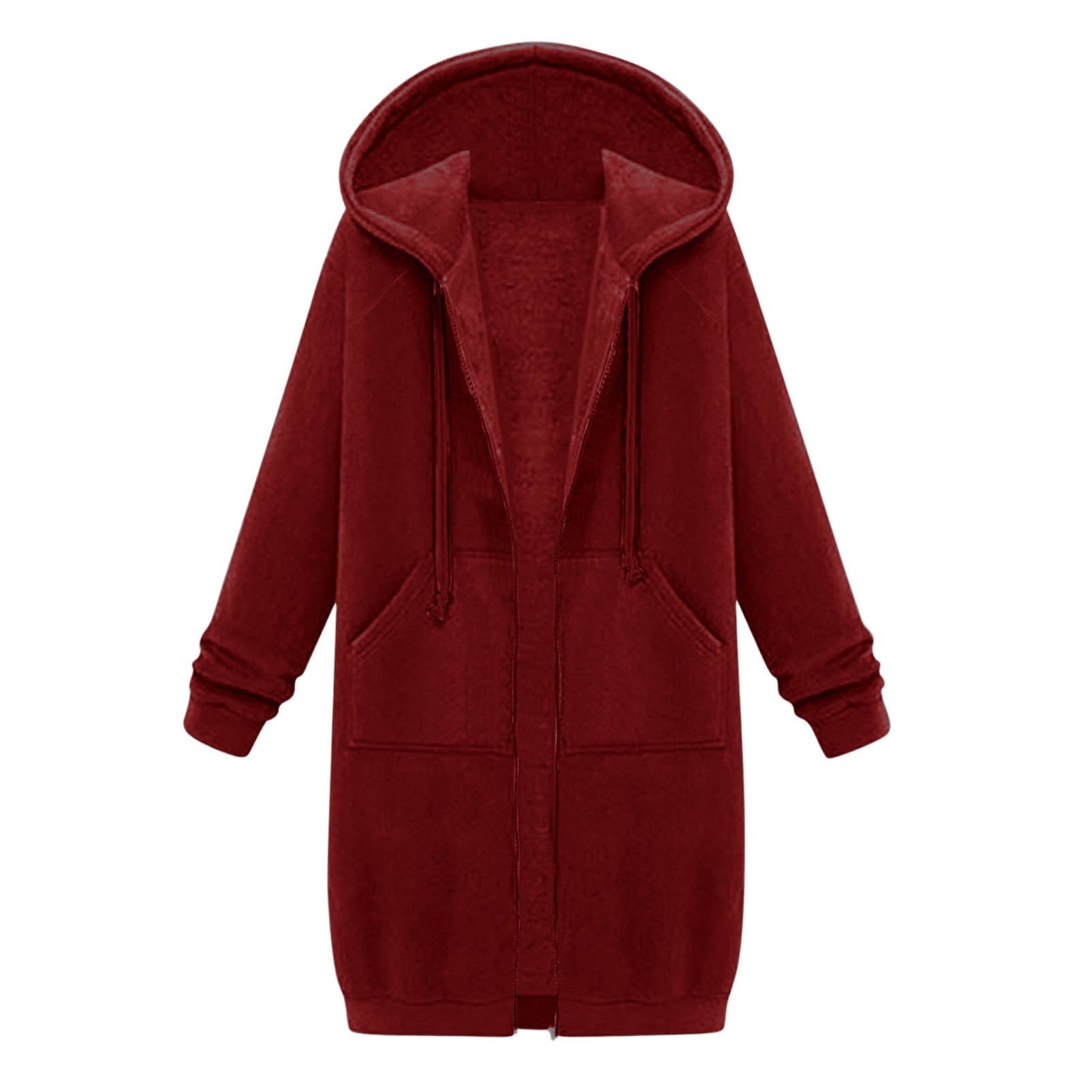 Long Hoodies for Women Zip Up Double Zipper Fleece Jacket Tunic Sweatshirts Fall Winter Fashion Clothes