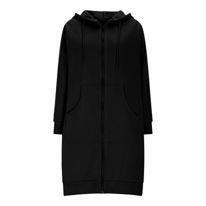 Long Hoodies for Women Zip Up Double Zipper Fleece Jacket Tunic Sweatshirts Fall Winter Fashion Clothes