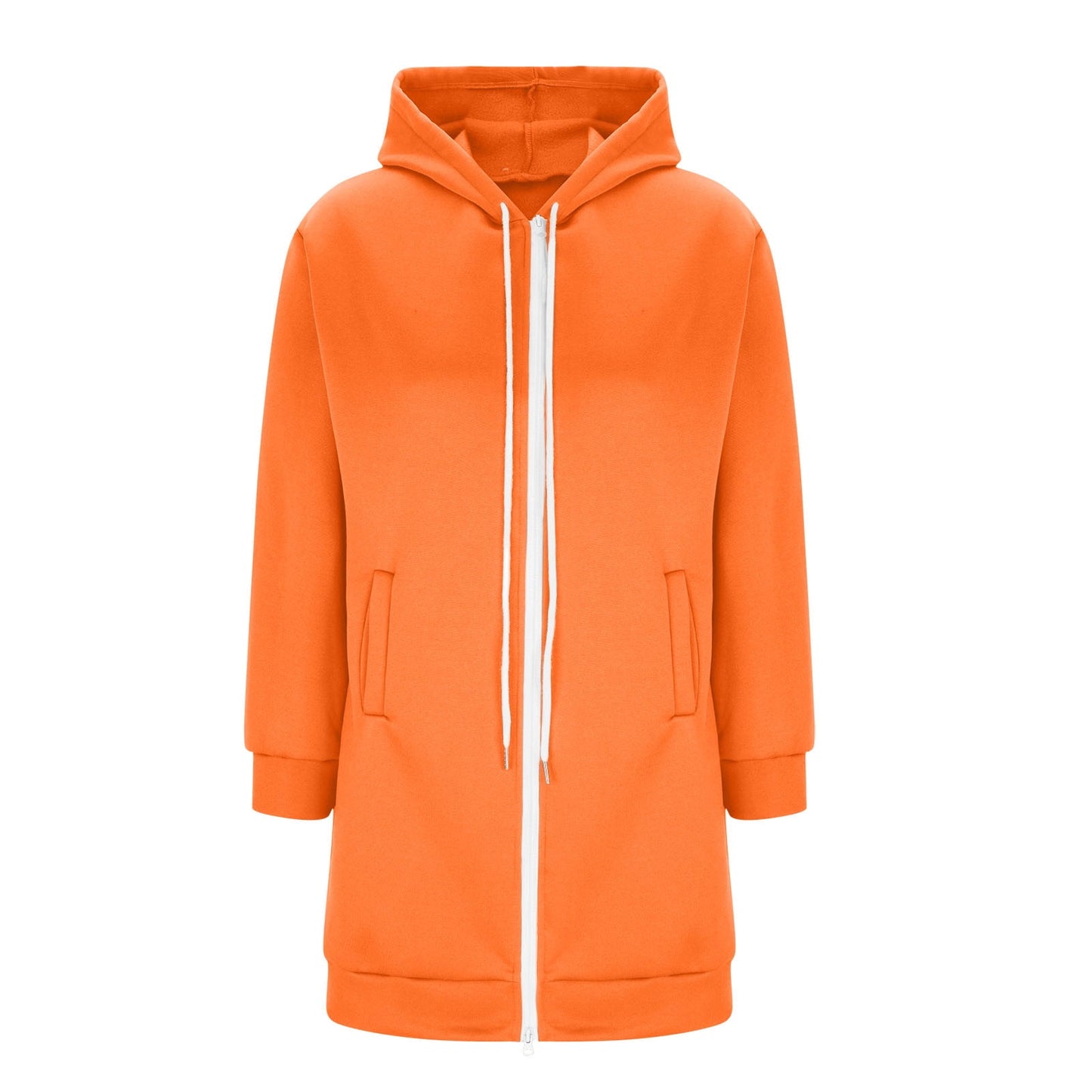 Long Hoodies for Women Zip Up Double Zipper Fleece Jacket Tunic Sweatshirts Fall Winter Fashion Clothes