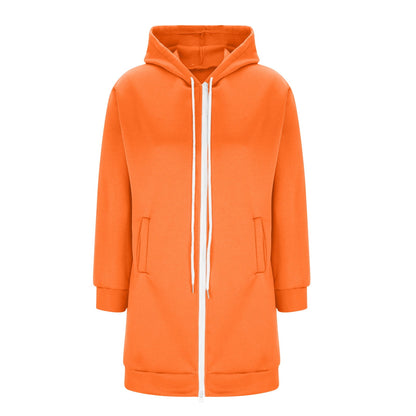 Long Hoodies for Women Zip Up Double Zipper Fleece Jacket Tunic Sweatshirts Fall Winter Fashion Clothes