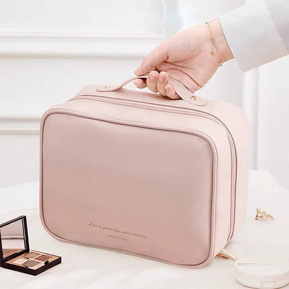 Cosmetic bag with transparent compartments