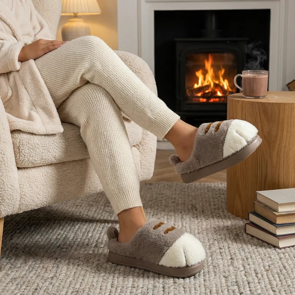 Cat Paw Plush Slippers - Limited Time Offer