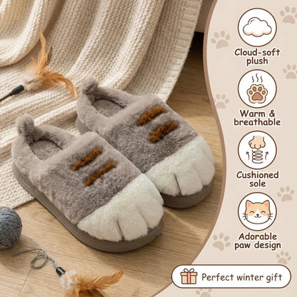 Cat Paw Plush Slippers - Limited Time Offer