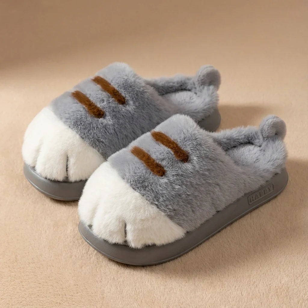 Cat Paw Plush Slippers - Limited Time Offer