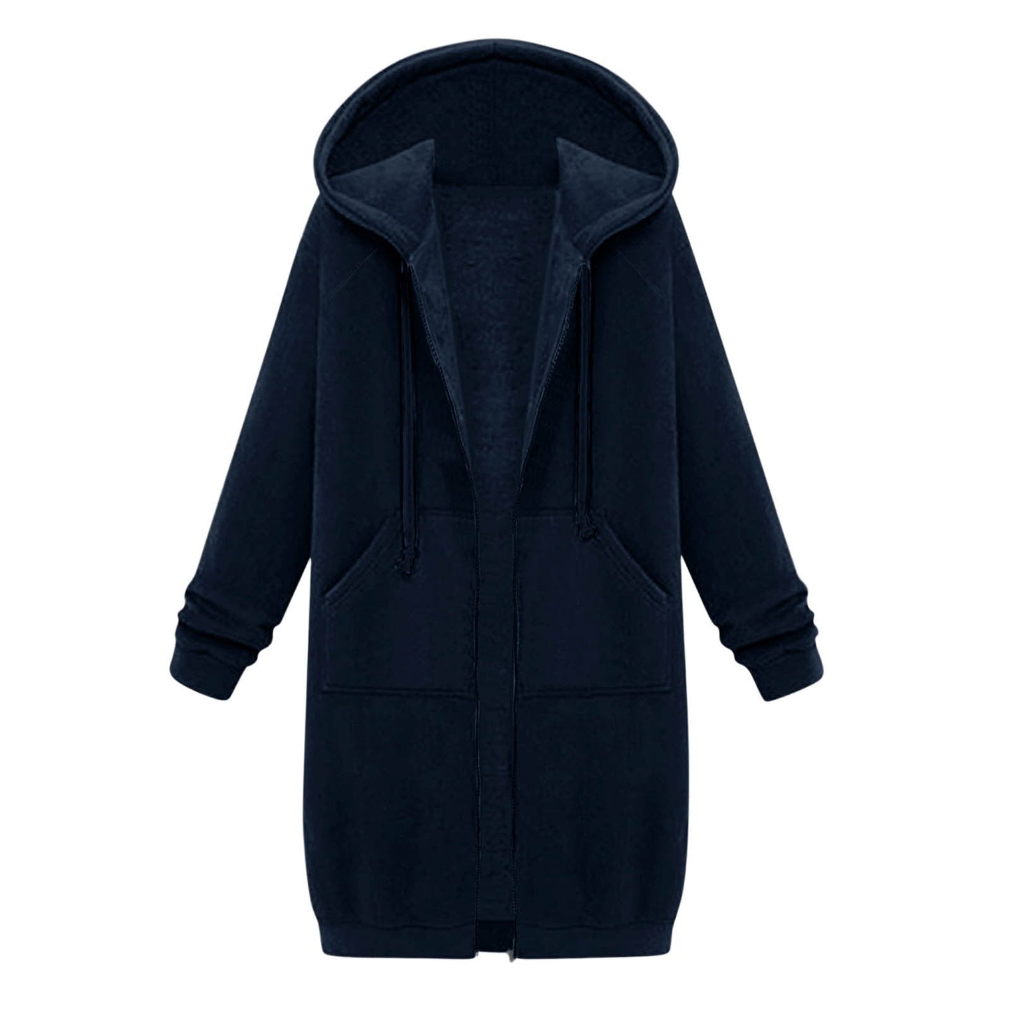 Long Hoodies for Women Zip Up Double Zipper Fleece Jacket Tunic Sweatshirts Fall Winter Fashion Clothes